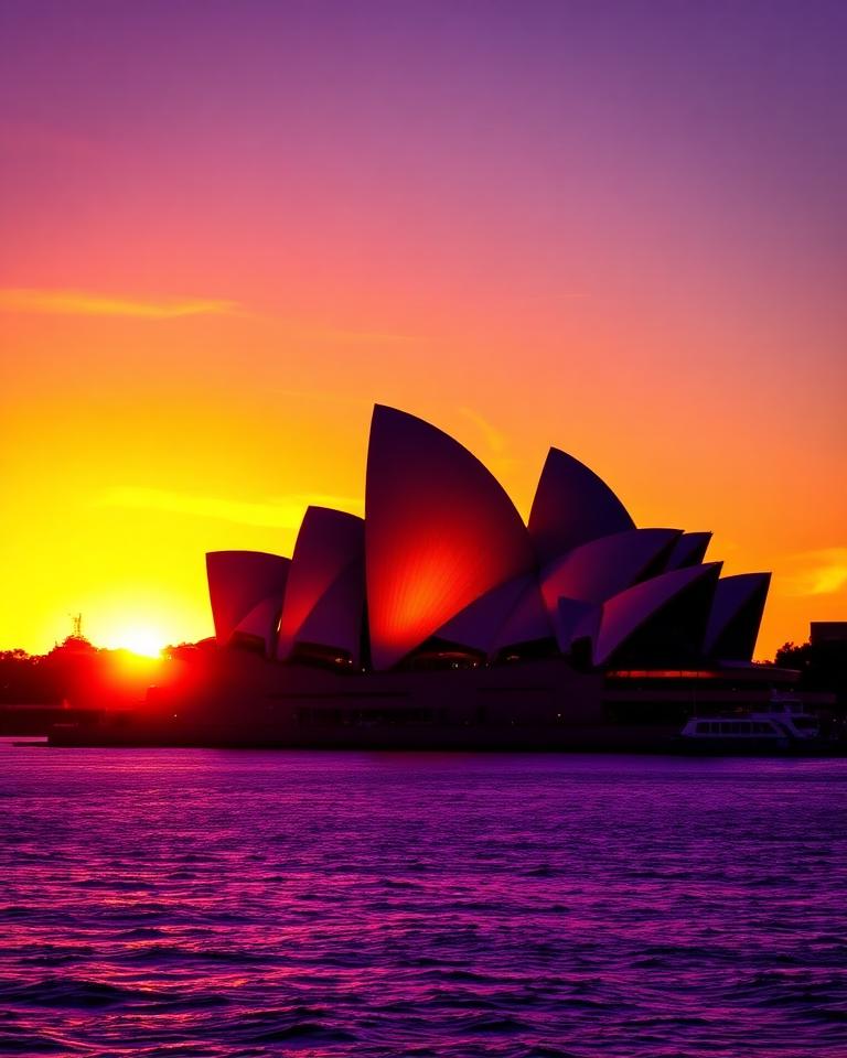 Sydney Opera House ao pôr do sol